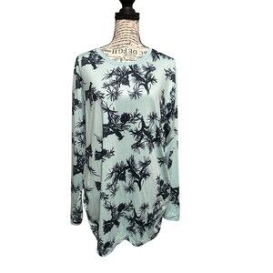 Columbia Womens Leslie Fall Long Sleeve Shirt Tee UPF 50 Cream Teal Omni Wick 1X